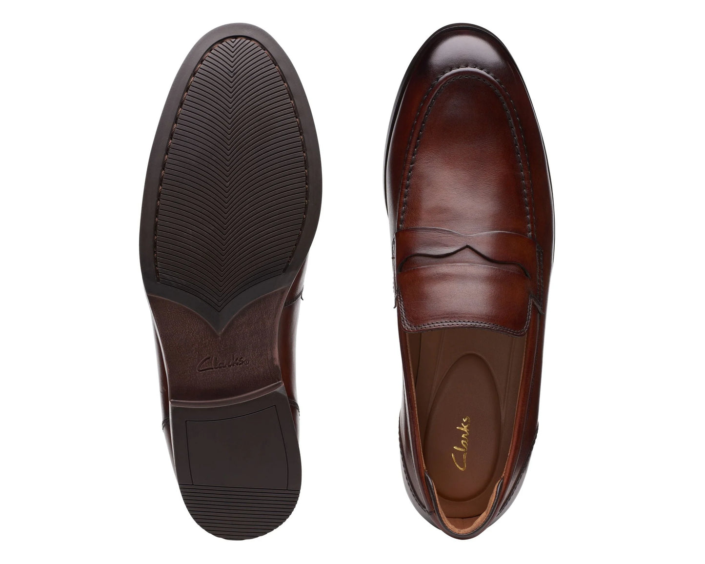 Clarks - Bradish Ease Tan Leather Slip-On Shoes