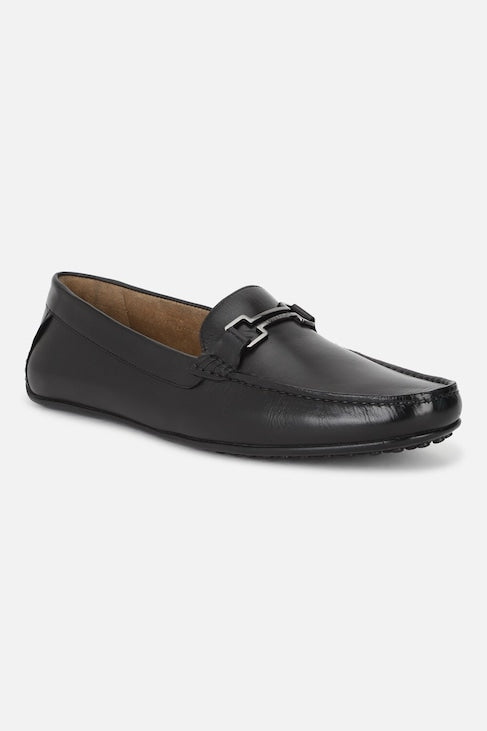 Louis Philippe men's black leather slip-on