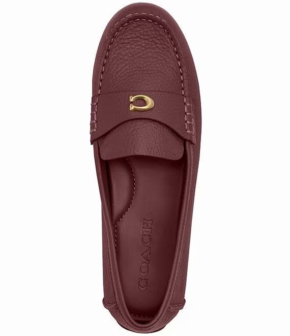 COACH Sculpted C Leather Driver Loafers Burgundy