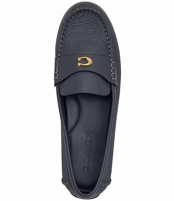 COACH Sculpted C Leather Driver Loafers Mid Night Navy