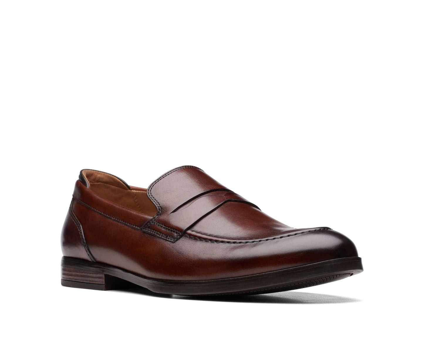 Clarks - Bradish Ease Tan Leather Slip-On Shoes
