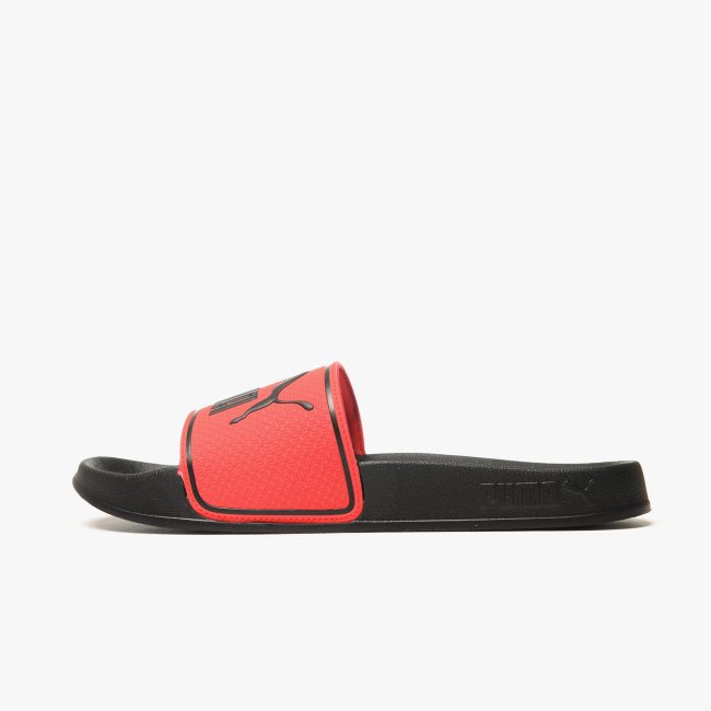 Puma Leadcat 2.0 slide sandals in black and red