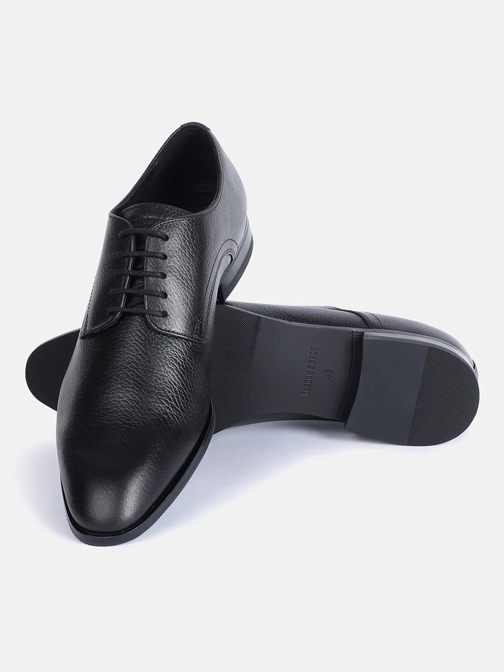 GORDON BROS - FINE MILLED BLACK MEN DERBY LACE UP SHOES | 636FINE MILLED BLACK