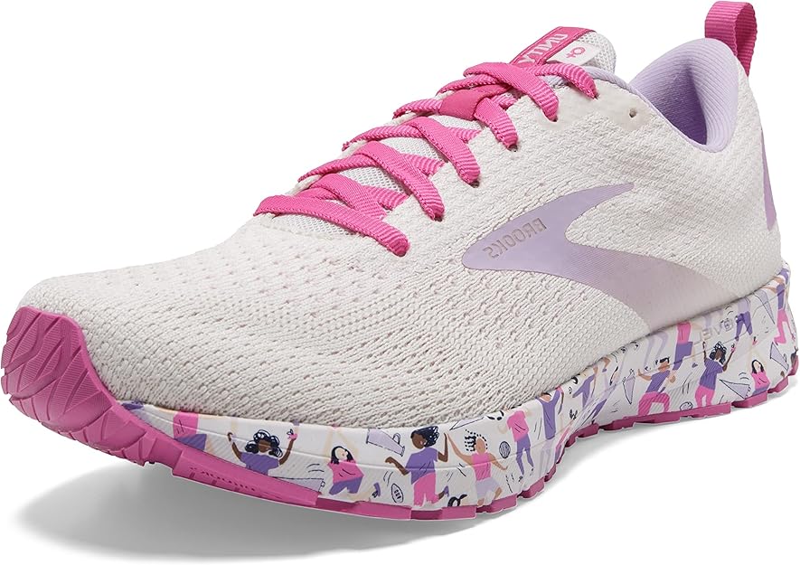 Brooks Womens Revel 4 Running Shoe - White/Lilac/Pink