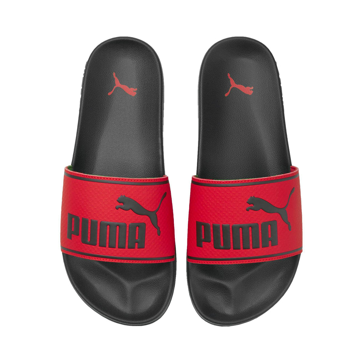 Puma Leadcat 2.0 slide sandals in black and red