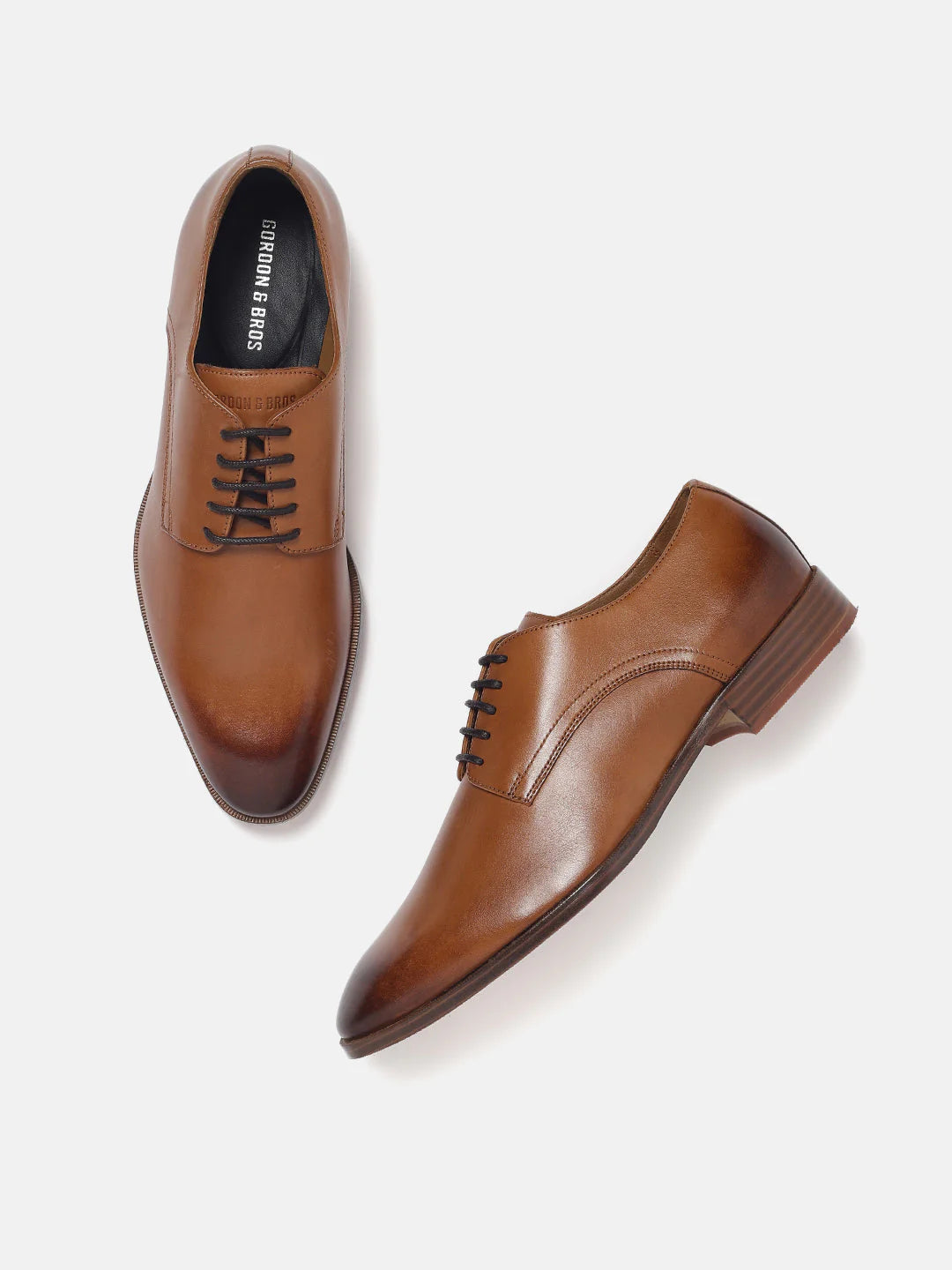 Gordon & Bros Antik Cognac Men Plain Derby Lace Up Shoes