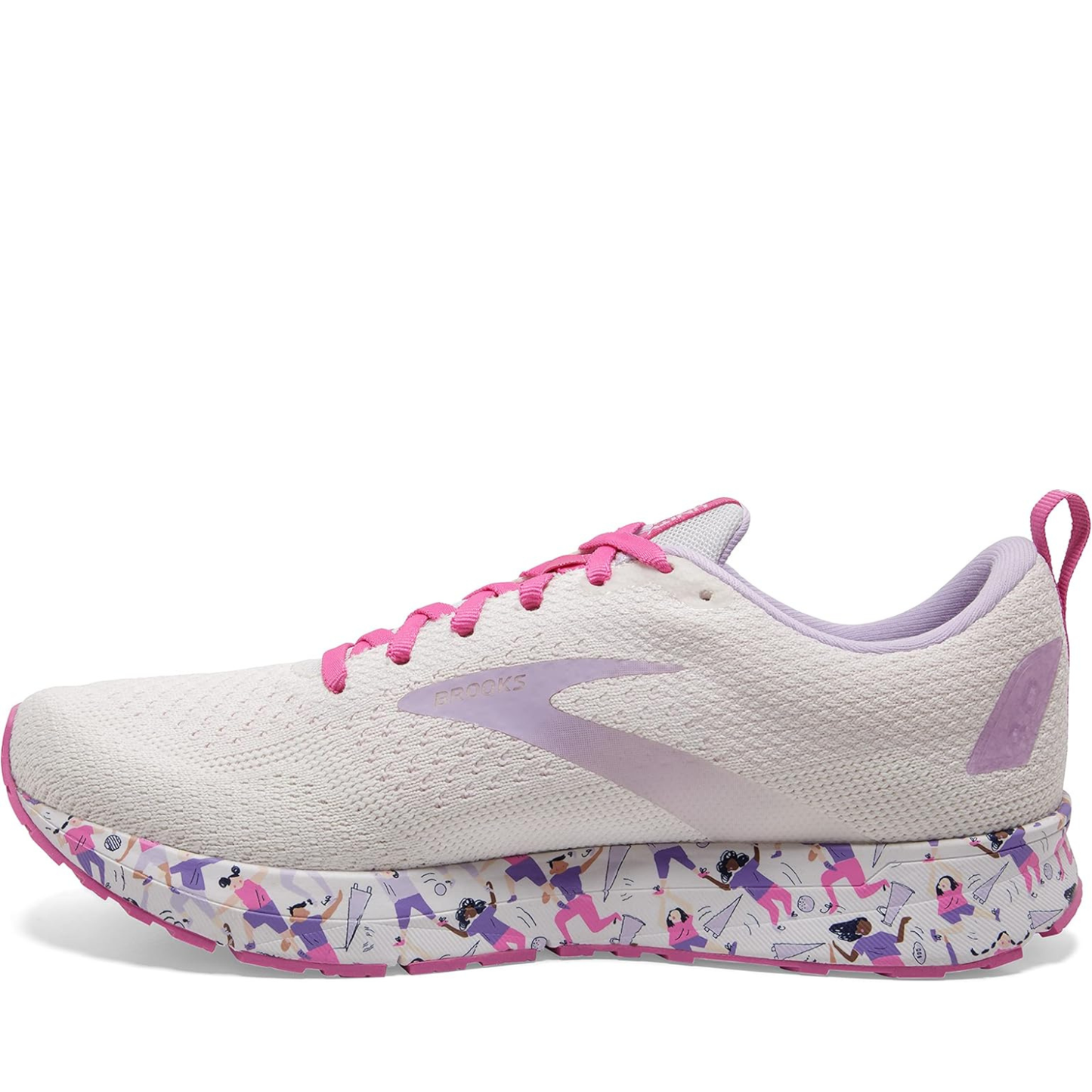 Brooks Womens Revel 4 Running Shoe - White/Lilac/Pink
