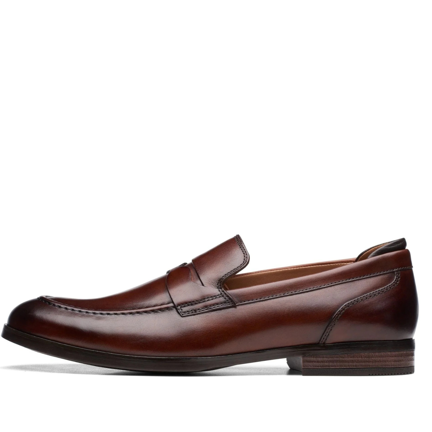 Clarks - Bradish Ease Tan Leather Slip-On Shoes