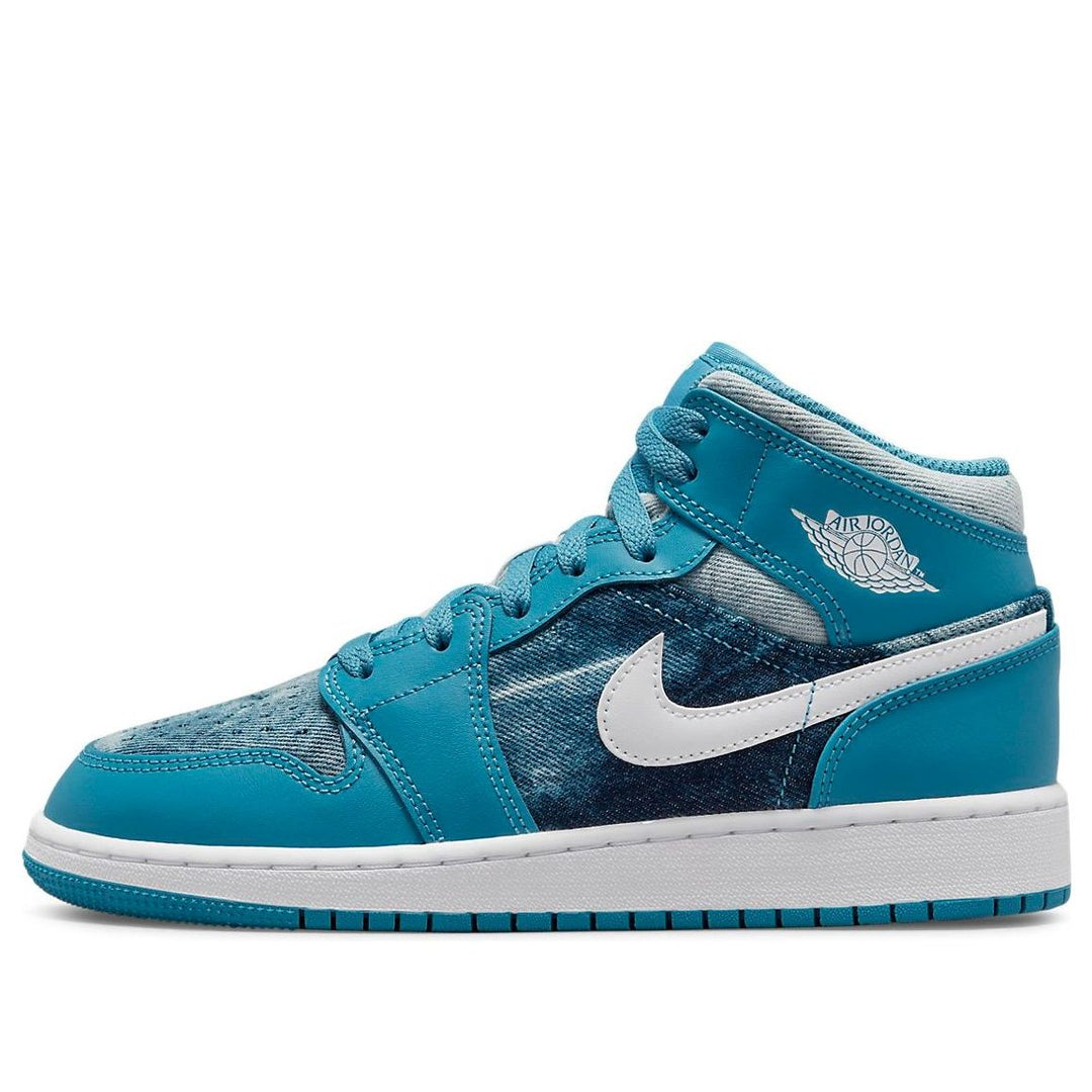 Jordan-(GS) Air Jordan 1 Mid 'Washed Denim'