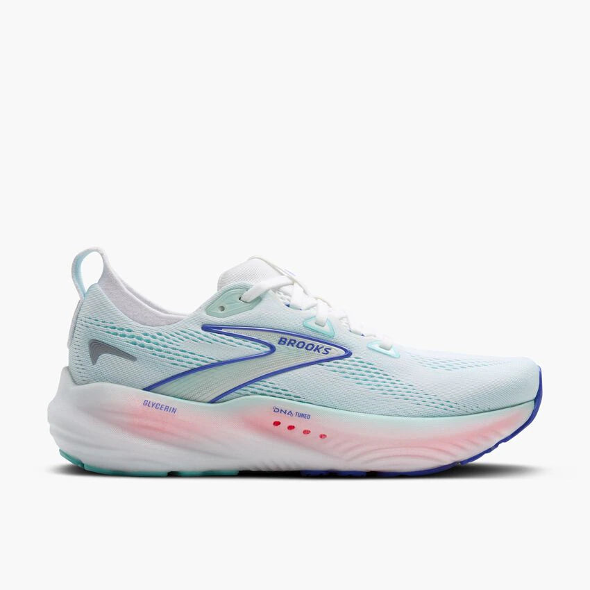 BROOKS WOMENS GLYCERIN 22 - White/Limpet Shell/Amparo Blue