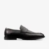 Clarks Mens Ronnie Step Black Leather Slip Ons
